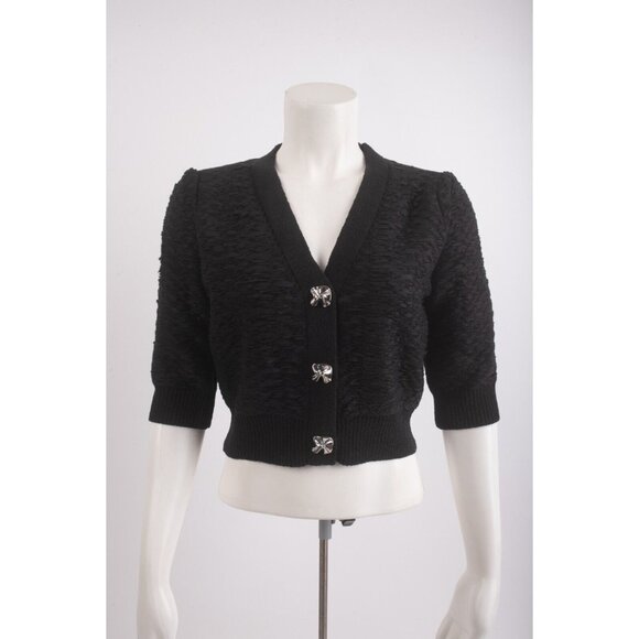 Zara Sweaters - Zara NWT Black Cropped V-Neck Knit Cardigan with Crystal Buttons